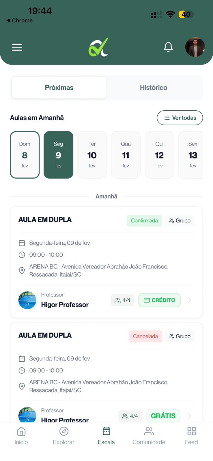 Perfil do professor com avaliações